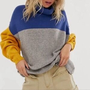 Free People Color Block Oversized Sweater